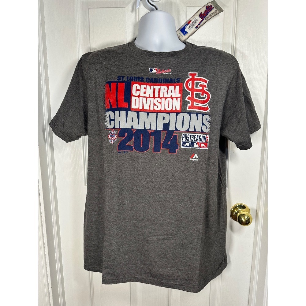 NWT! 2014 MLB Majestic St. Louis Cardinals NL Central Division Champs T-Shirt L
